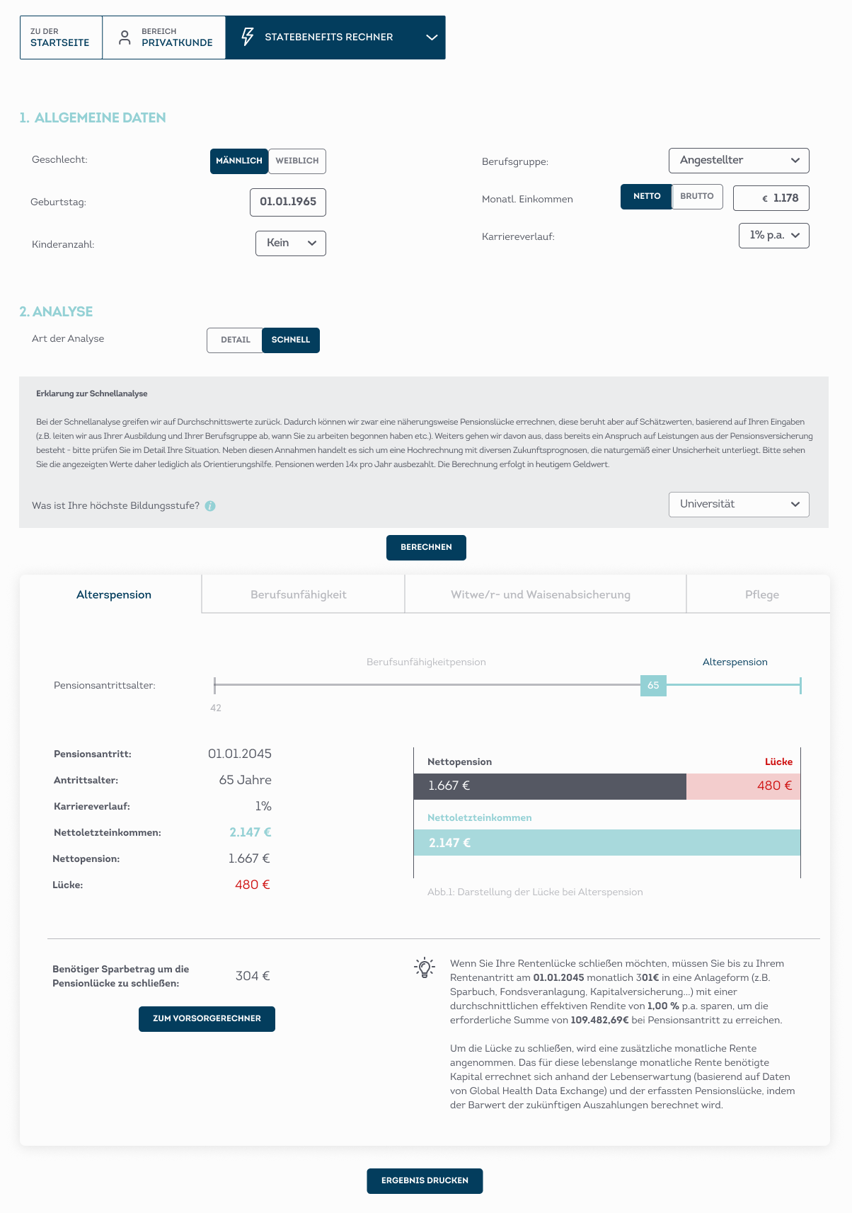 Self-Service statebenefit calculator